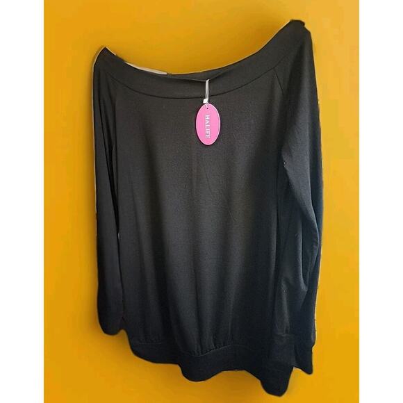 HALIFE Women's Long Sleeve Boat Neck Off Shoulder Blouse Top Medium A123 Nwt - Picture 1 of 4
